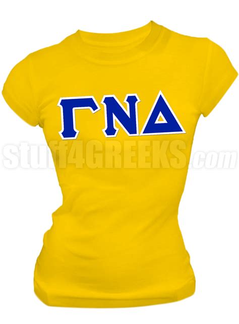 Gamma Nu Delta Greek Letter Screen Printed T Shirt Gold