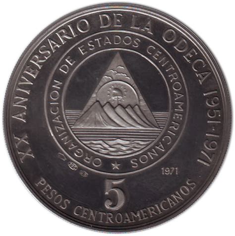 5 Pesos Organización de Estados Centroamericanos Numista