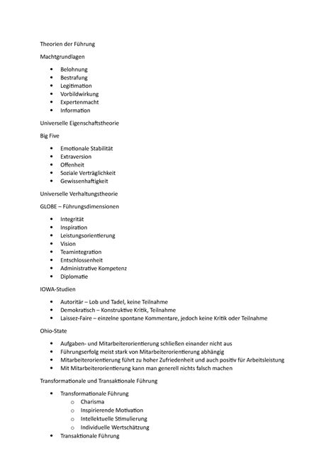 Pfo Stichwortartige Zusammenfassung Zur Pr Fungsvorbereitung