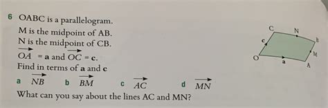 Solved 6 OABC Is A Parallelogram M Is The Midpoint Of AB N Is The