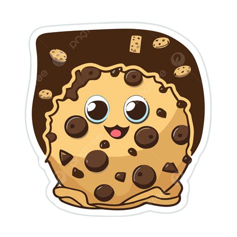 Stiker Kue Cokelat Dengan Clipart Senyum Kue Vektor Desain Stiker