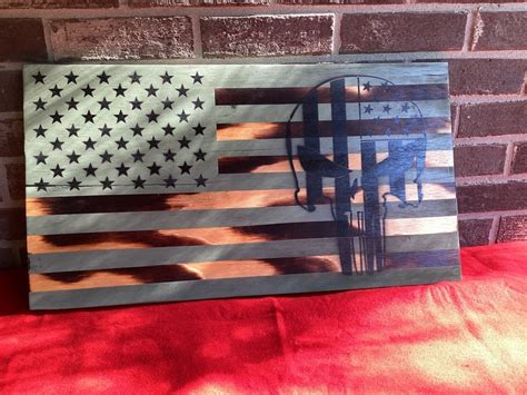 Rustic Repurposed Pallet Wood The Punisher Flag American Flag American