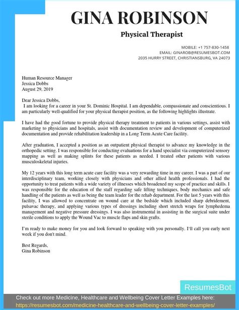 Cover Letter Sample Physical Therapy Cover Letter