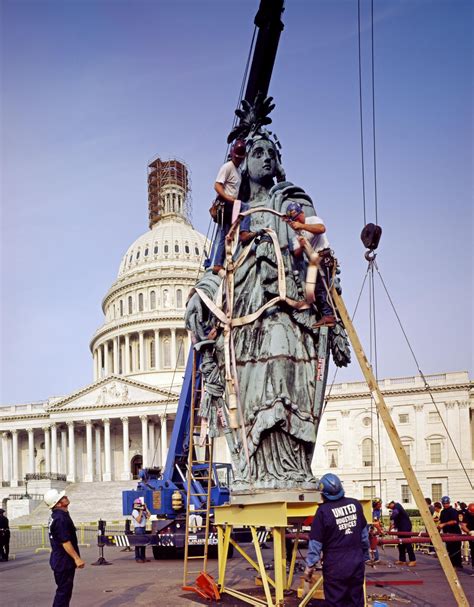 In 1993 Thomas Crawfords Statue Of Freedom Was Lowered From Atop The