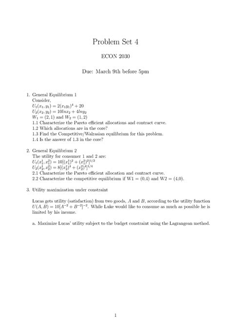 Ps Problem Set Problem Set Econ Due March Th Before Pm