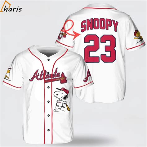 Peanuts Snoopy Atlanta Braves Baseball Jersey Teecharis