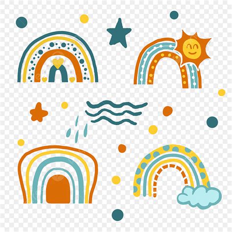 Handgezeichnete S E Regenbogen Boho Farbsammlung Set Clipart S E