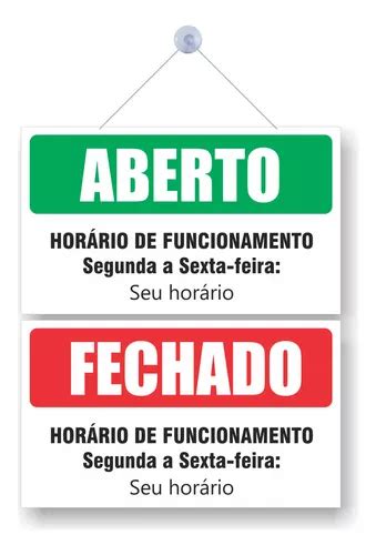 Placa Aberto Fechado Hor Rio De Atendimento Em Pvc Ventosa