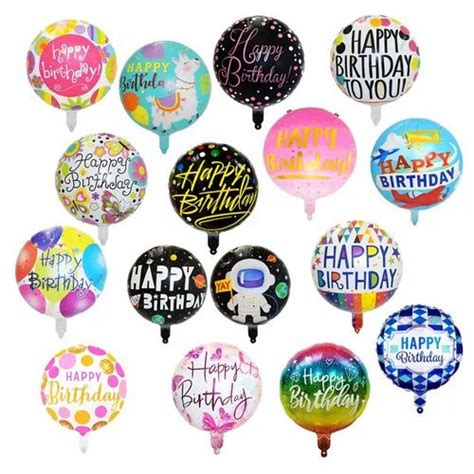 Multicolor Normal Air Round Happy Birthday Foil Balloon Packaging Type