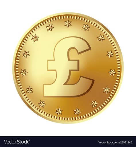 Golden Pound Sterling Coin Money Royalty Free Vector Image