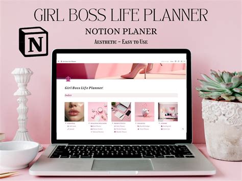 Notion Template Girl Boss Planner Pink Planner Aesthetic Templates