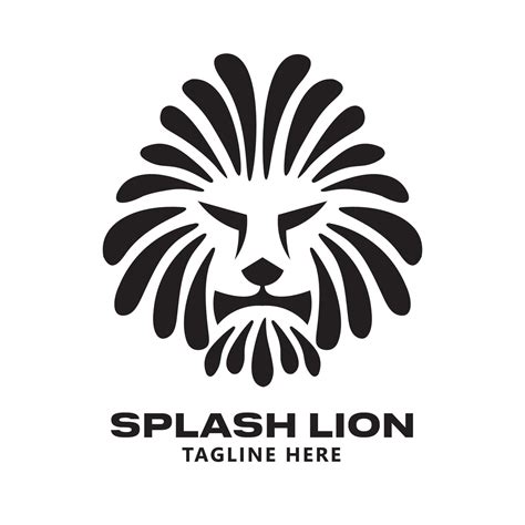 Lion Face Logo With Water Splash Vector Illustration Perfect For