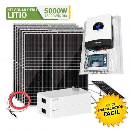 Kit Solar Peru Litio 5000W 48V 13000Whdia Uso Diario Refrigeradora