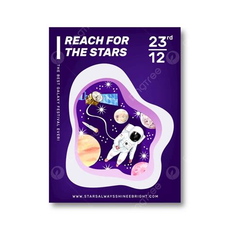 Poster Template With Galaxy Concept Design Watercolor Illustration ...