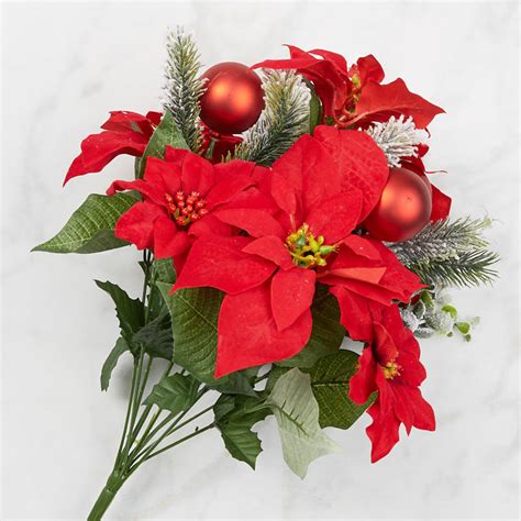 Artificial Christmas Poinsettia Bush Bushes And Bouquets Floral