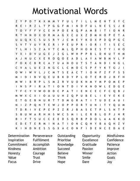 Positive Words Word Search Printable