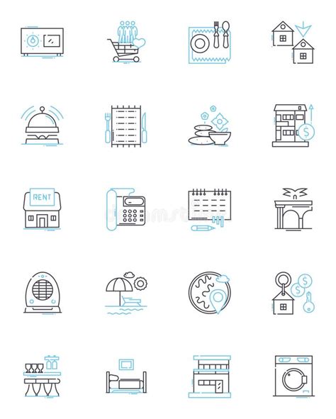 Hospitality Trade Linear Icons Set Accommodation Service Hospitality