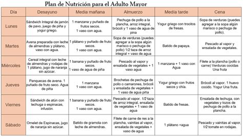 Plan Alimenticio Para El Adulto Mayor Fandm Care