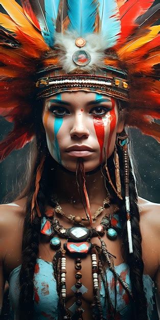 Premium AI Image | A woman with a native american face paint on her face