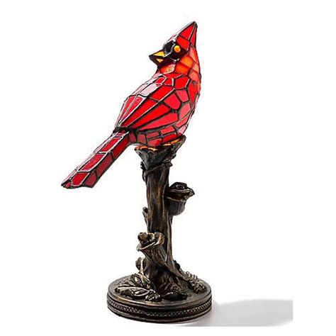 Tiffany Style 13 Cardinal Stained Glass Accent Lamp Ebay