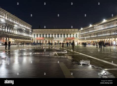 Italy: St. Mark's Square in Venice at night. Photo from 16. April 2016. | usage worldwide Stock ...