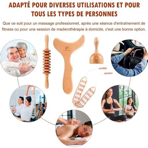 Kit de Maderothérapie 4 en 1 Massage corporel Drainage lymphatique