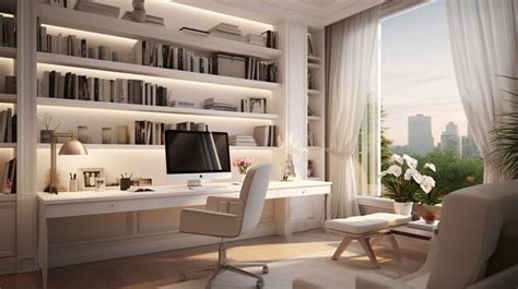 Premium AI Image | Contemporary Home Office with White Desk