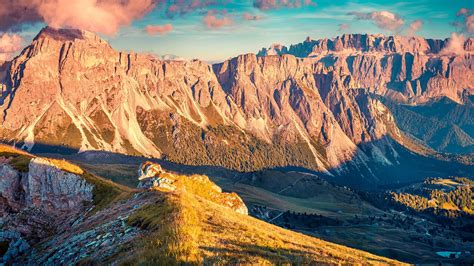 Gardena Pass Between Val Gardena And Val Badia In South Tyrol