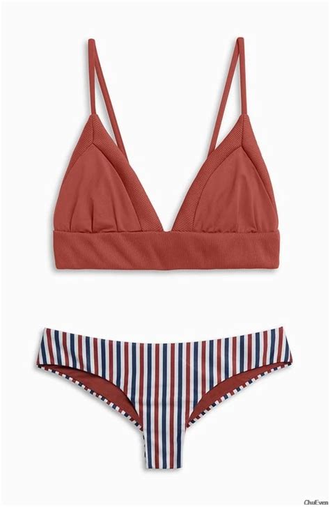 Red Stripe Bikini Set Sexy Push Up Bikinis Set Underwire Beach Swimsuit