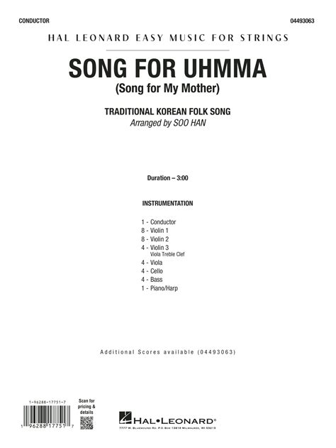 Song For Uhmma Song For My Mother Arr Soo Han Conductor Score