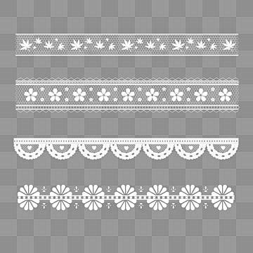 Four White Lace Borders On A Gray Background