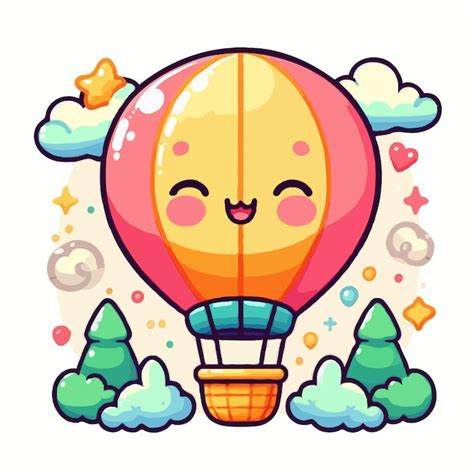 Premium Vector Cute Hot Air Balloon Vector On White Background