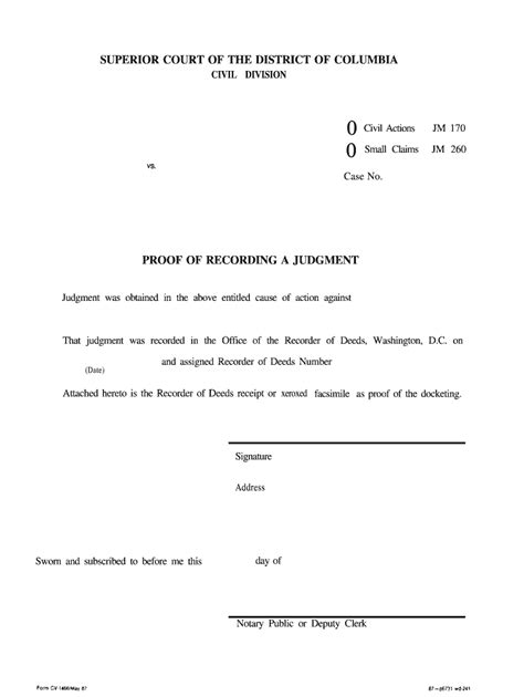 Fillable Online Dcsc Form Proof Of Recording A Judgment Forms Fax