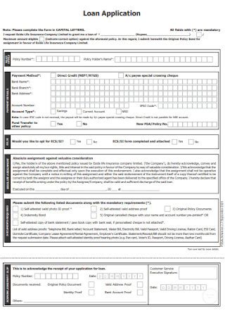 loan application form samples