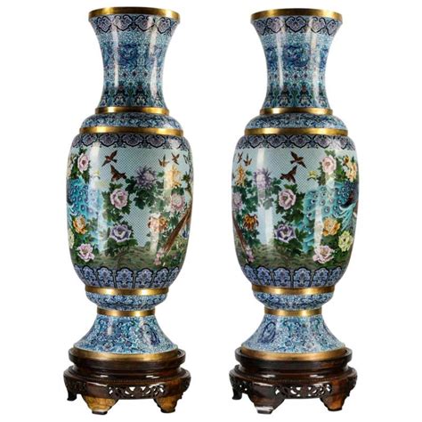 Pair Of Chinese Enamel Vases For Sale At 1stdibs