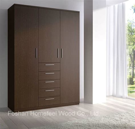 Dark Brown Wooden Wardrobe With Door Modern Furniture Hf Ey