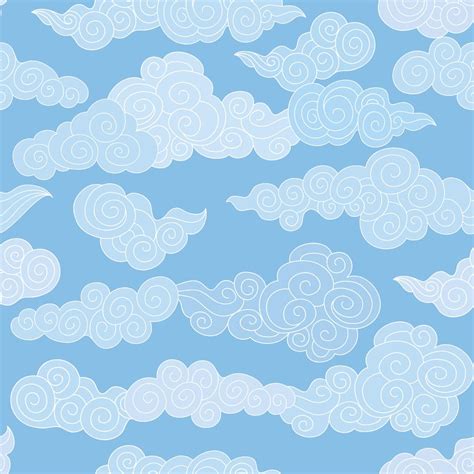 Abstract Swirl Cloud Seamless Pattern Blue Sky Background 524570