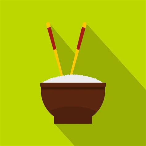 Cuenco Marr N De Arroz Con Un Par De Palillos Icono Vector De Stock