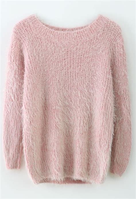 Fuzzy Chunky Pale Pink Sweater Fleece Pullover Outfit Pullovers Outfit