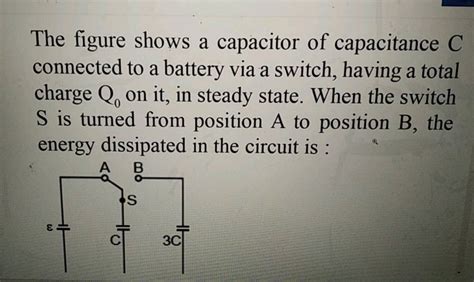 The Figure Shows A Capacitor Of Capacitance C Connected To A Battery Via