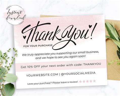 Order Insert Thank You For Supporting My Small Business Printable