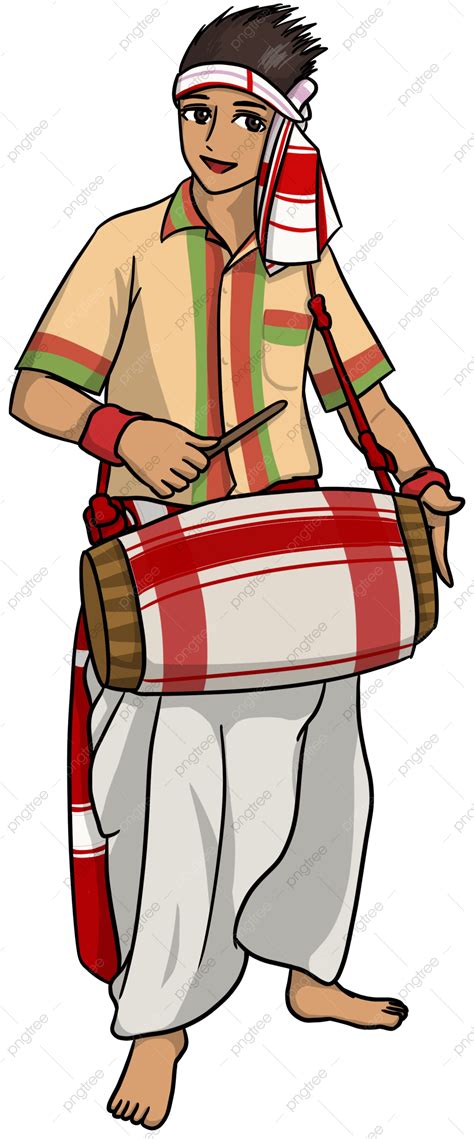 Cara Indiano Batendo Tambor Para Bihu No Estilo Anime Png Bihu