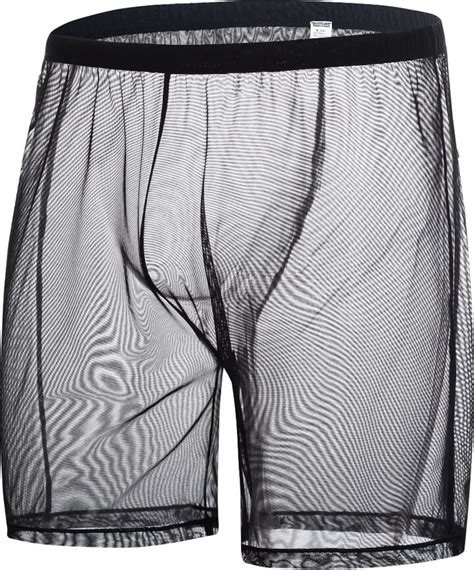 BIATWOWR Mens Sexy Mesh See Through Shorts Boxers Underwear Mens Loose