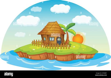 Ilustración de una choza en una isla Imagen Vector de stock Alamy