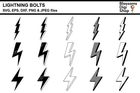 Lightning Bolts Svg Dxf Eps Jpeg And Png Cut Files By Blossoms Digi