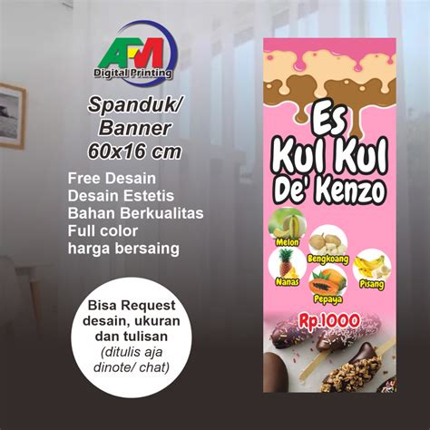 Jual Size 60x160 Cm Spanduk Banner Es Kul Kul Bisa Request Shopee