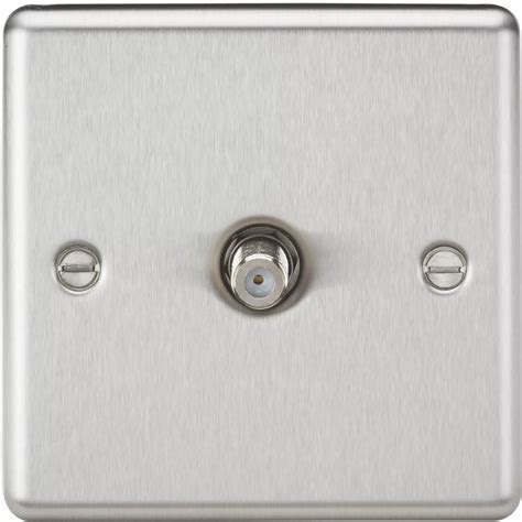 Knightsbridge 1 Gang F Type Satellite Socket Brushed Chrome Screwfix