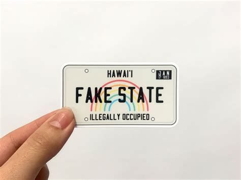 Hawai I Sticker Fake State License Plate Weatherproof Vinyl Etsy