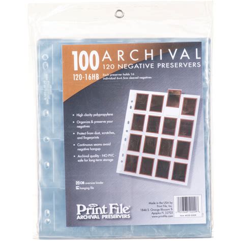 Print File Archival Storage Page For Negatives 120 020 0209