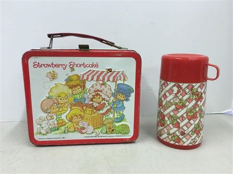 Vintage Aladdin Strawberry Shortcake Lunchbox And Thermos Metal